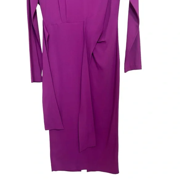 Reiss Valentina Tie Waist Bodycon Midi Dress Sz 4 Magenta